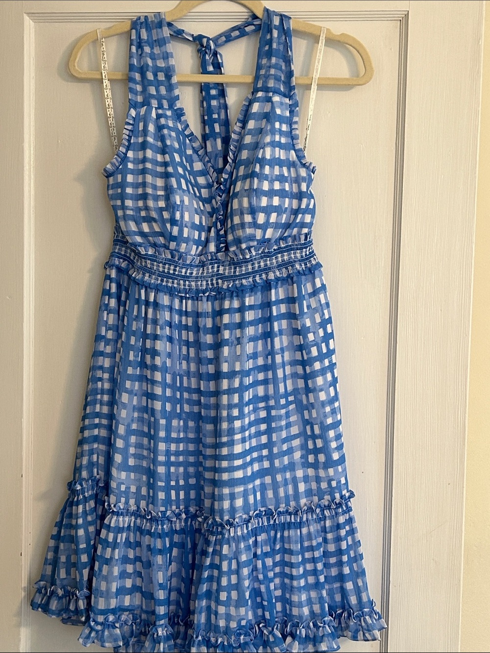 Lily Pulitzer Medium Blue and White Check Halter Sundress. Excellent condition.